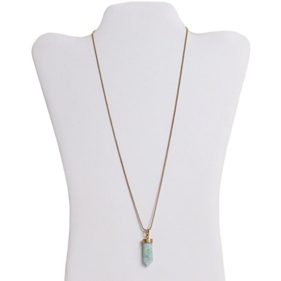 Isabel Marant Teal Quartz Stone Pendant Necklace - Picture 2 of 4